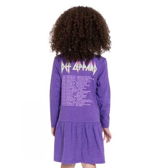 Def Leppard Toddler Girls Long Sleeve Drop Waist Dress in Purple Size 3T - Picture 2 of 6